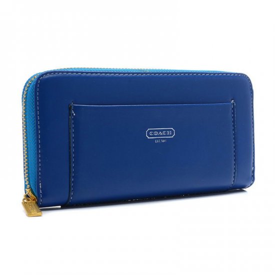 Coach Madison Accordion Saffiano Large Blue Wallets EGB | Women - Click Image to Close